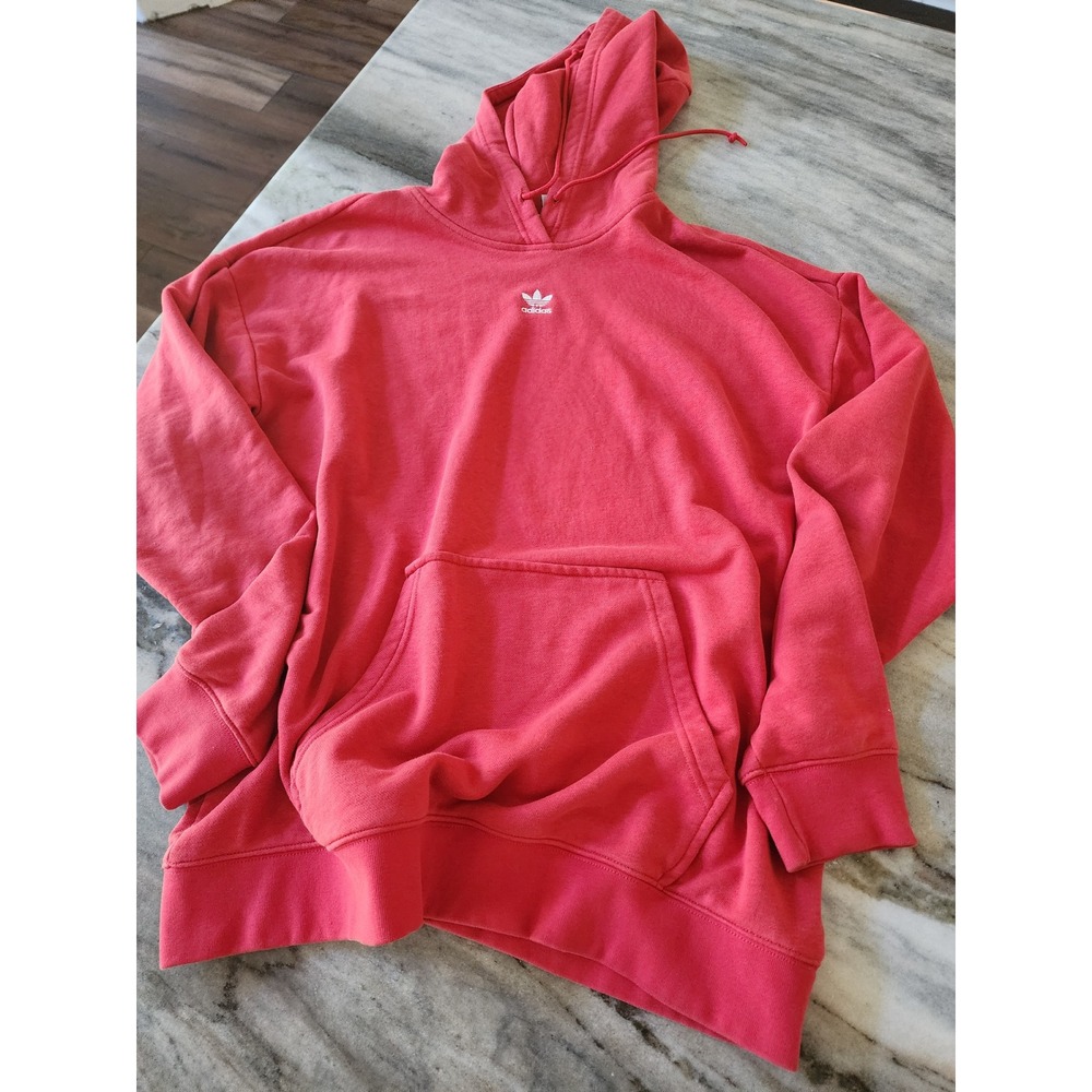 Adidas Originals Womens Red Trefoil Logo Hoodie Sweatshirt Size Large L